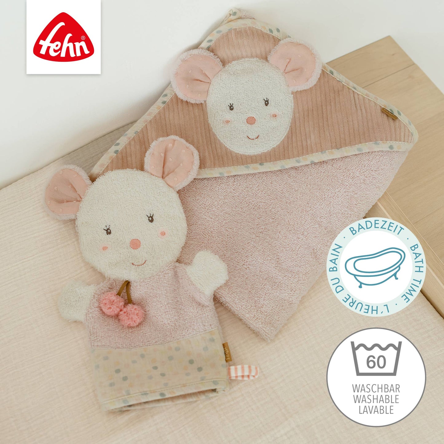 Waschhandschuh Maus - Waschlappen mit Tiermotiv