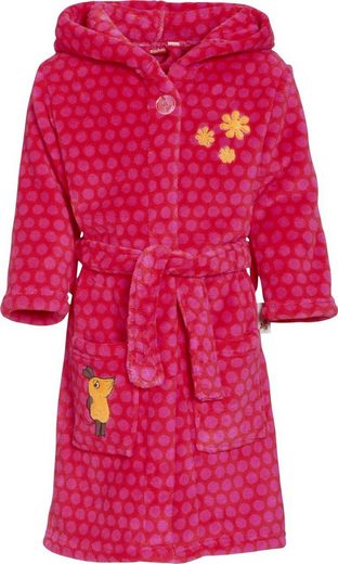 Fleece Bademantel pink für Kinder mit Motiv Die Maus