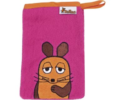 Waschhandschuh für Babys und Kinder "Die Maus" in pink