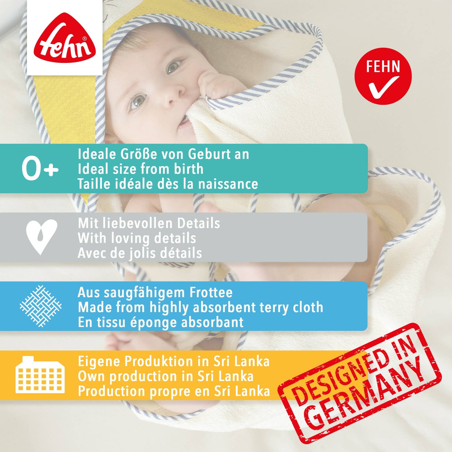 Kapuzenbadetuch Faultier - Bade-Poncho aus Frottee