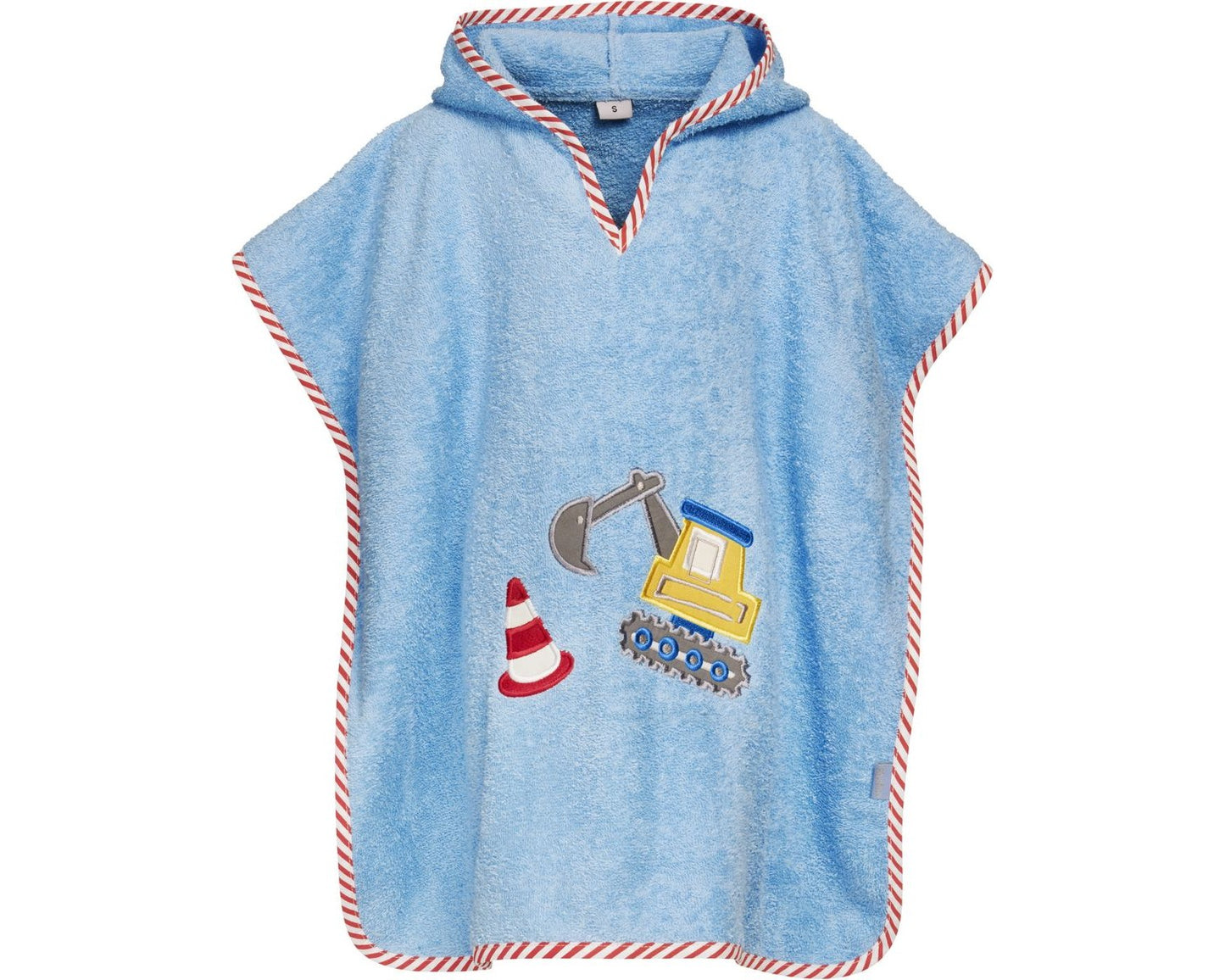 Badeponcho aus Frottee für Kinder mit Bagger-Motiv