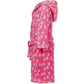 Fleece-Bademantel für Mädchen in pink mit Blumen Seitenansicht