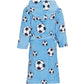 Fleece-Bademantel für Kinder in blauem Fußball-Design von hinten