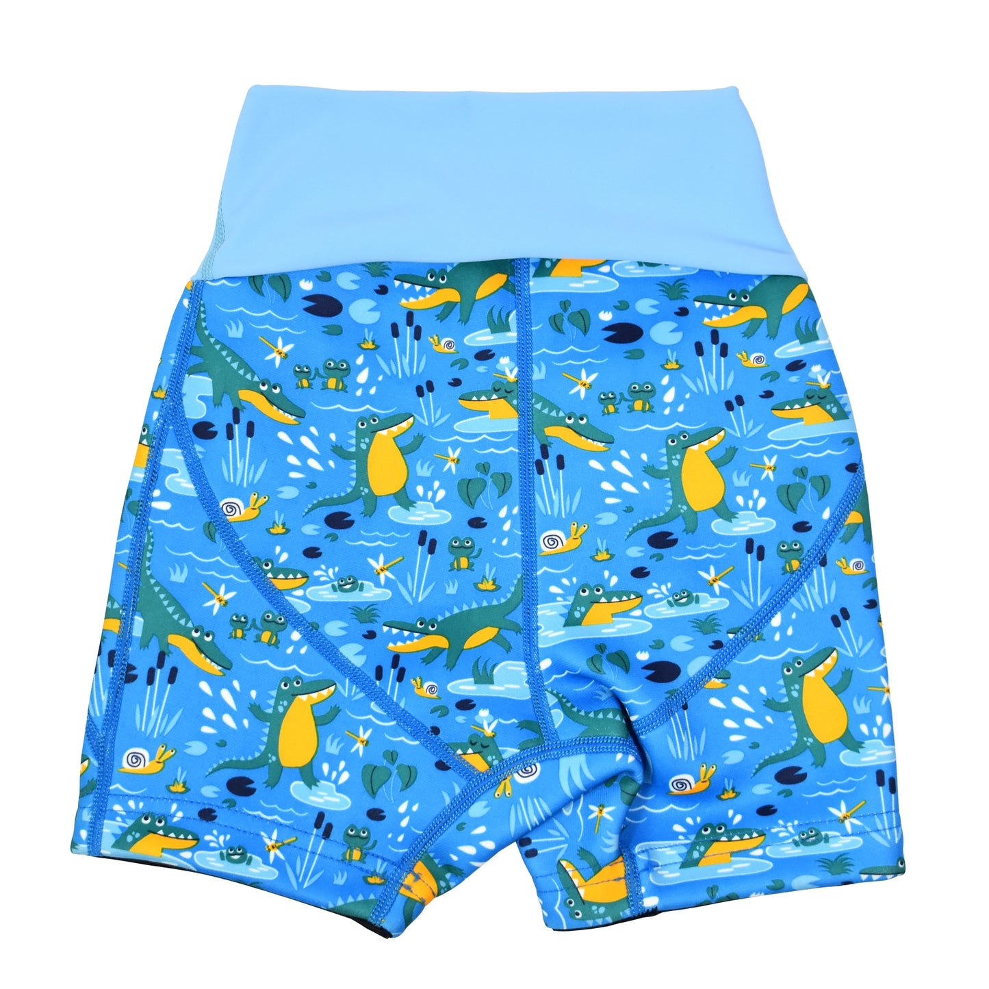Badehose für Kinder im Design "Crocodile Swamp" von hinten