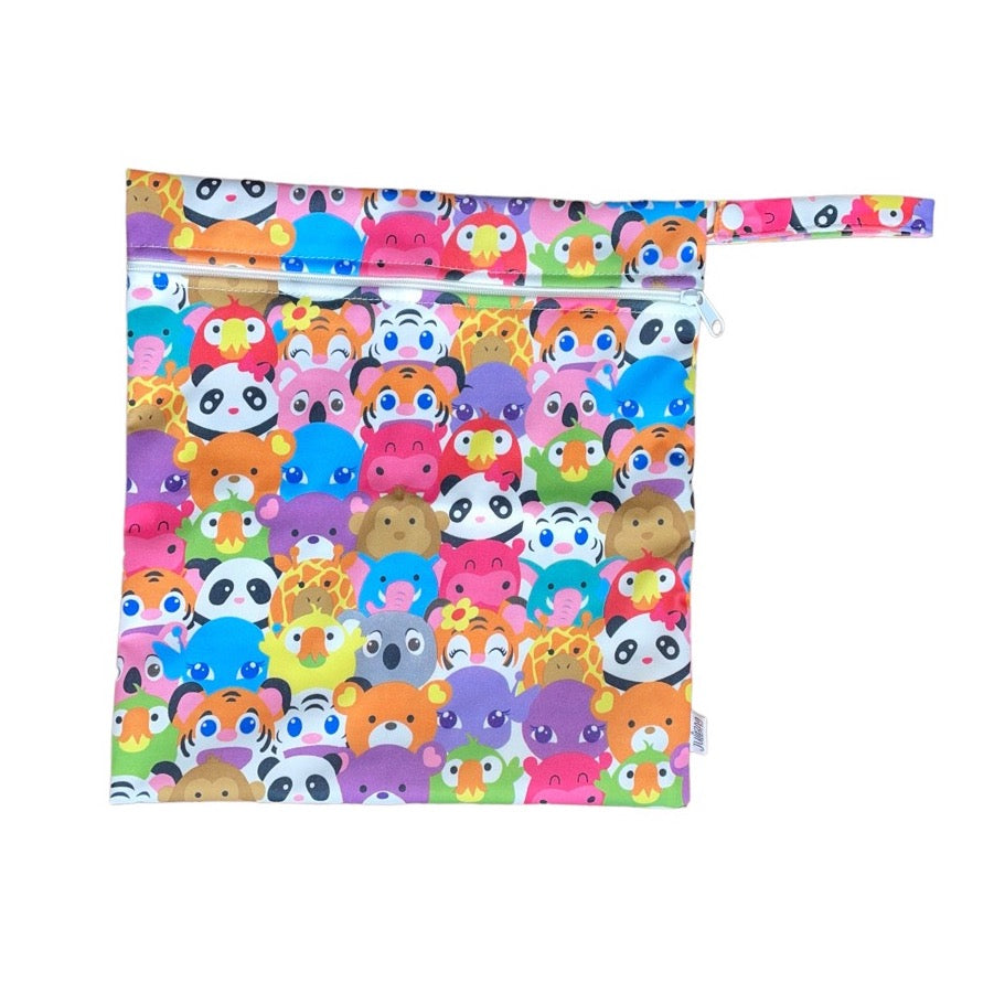 Bunter Nassbeutel imit Tiergesichtern