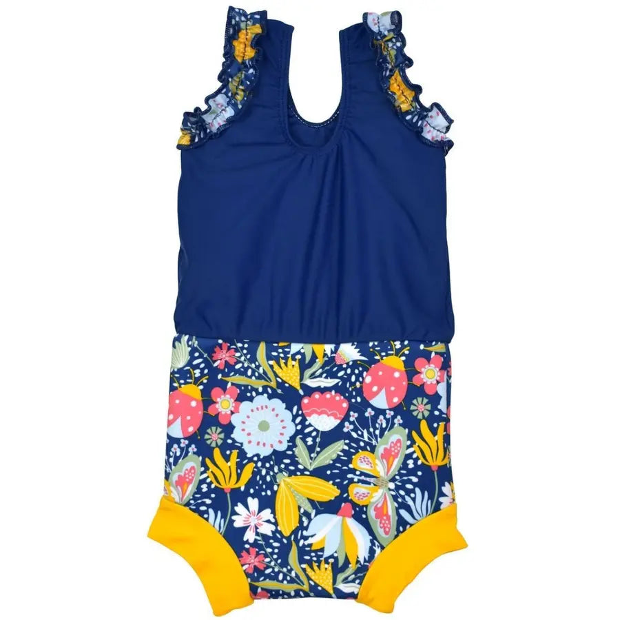 Badeanzug mit integrierter Schwimmwindel im Design "Garden Delight" von hinten