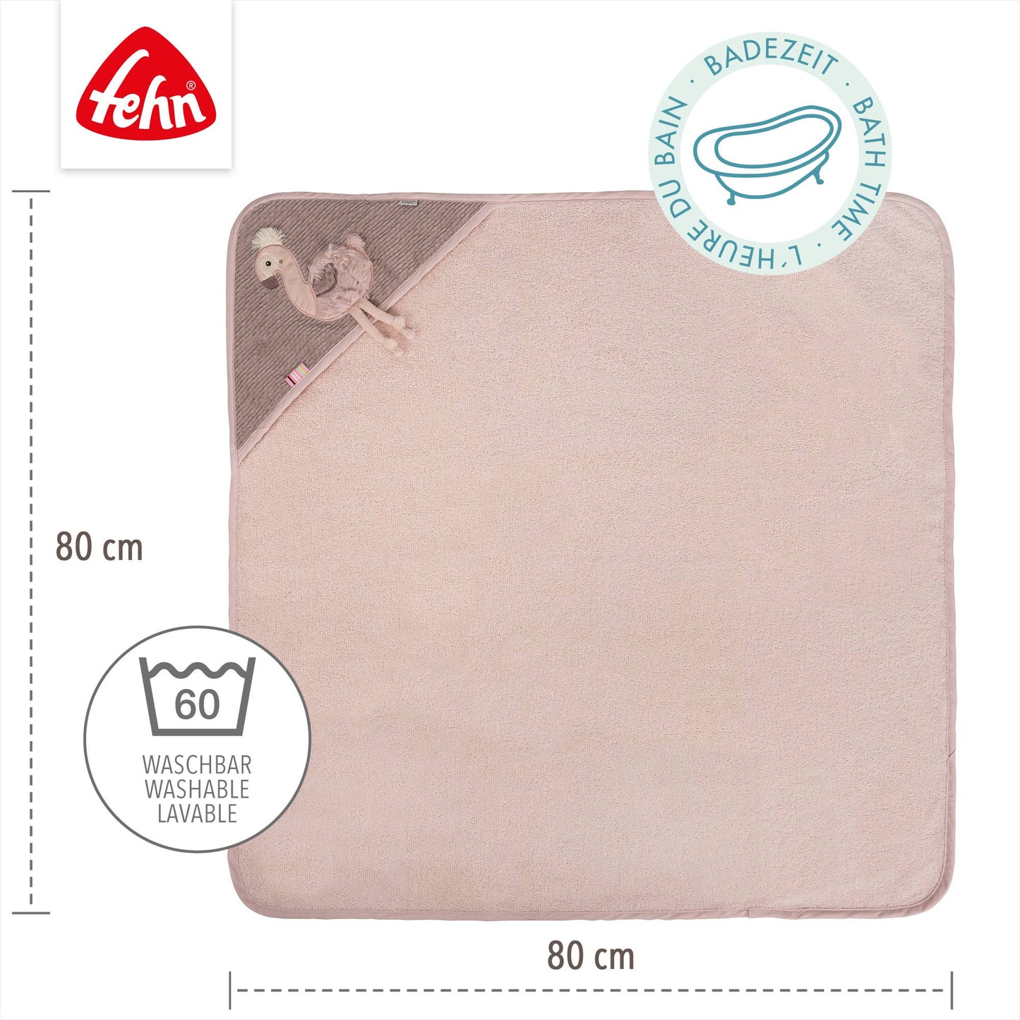 Kapuzenbadetuch Flamingo - Bade-Poncho aus Frottee