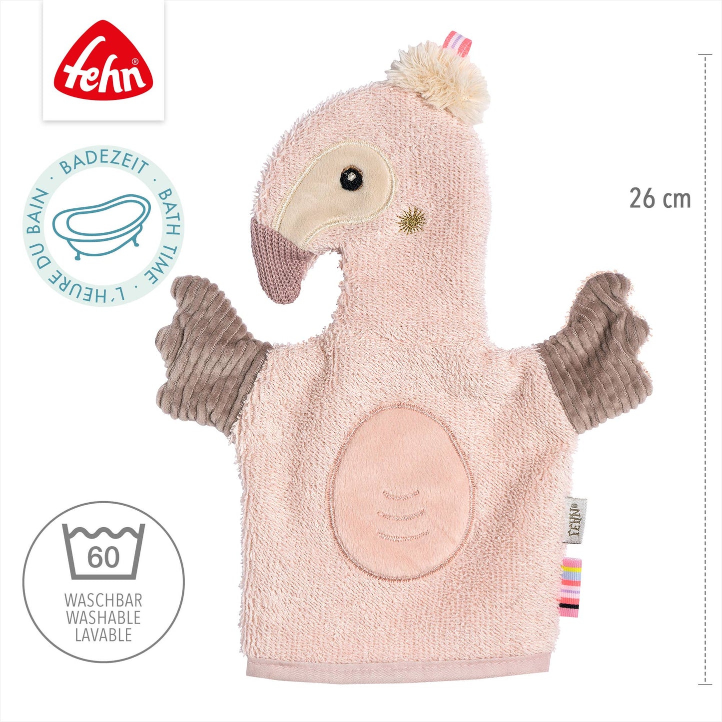 Waschhandschuh Flamingo - Waschlappen mit Tiermotiv