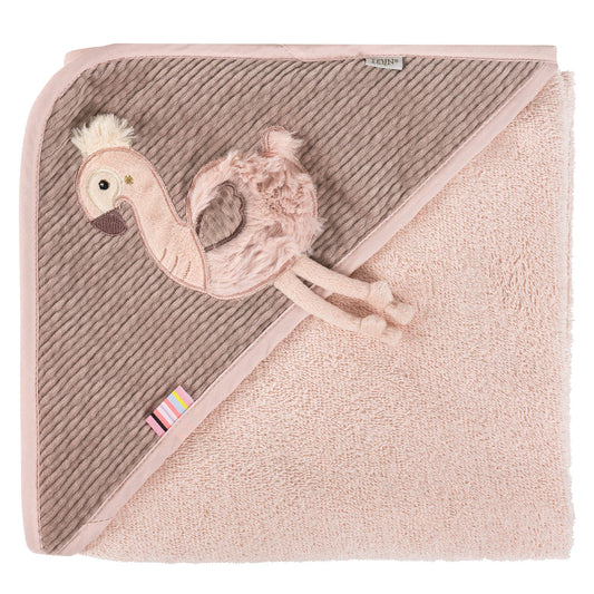 Kapuzenbadetuch Flamingo - Bade-Poncho aus Frottee
