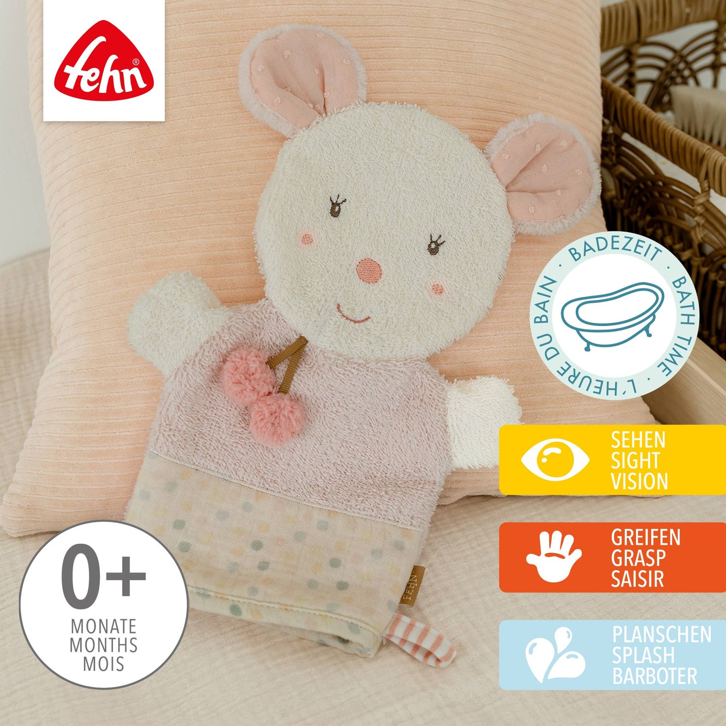 Waschhandschuh Maus - Waschlappen mit Tiermotiv