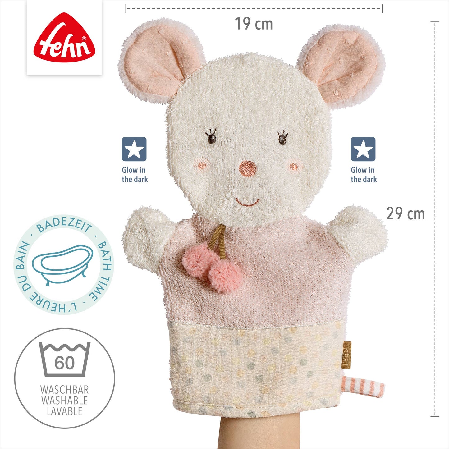 Waschhandschuh Maus - Waschlappen mit Tiermotiv