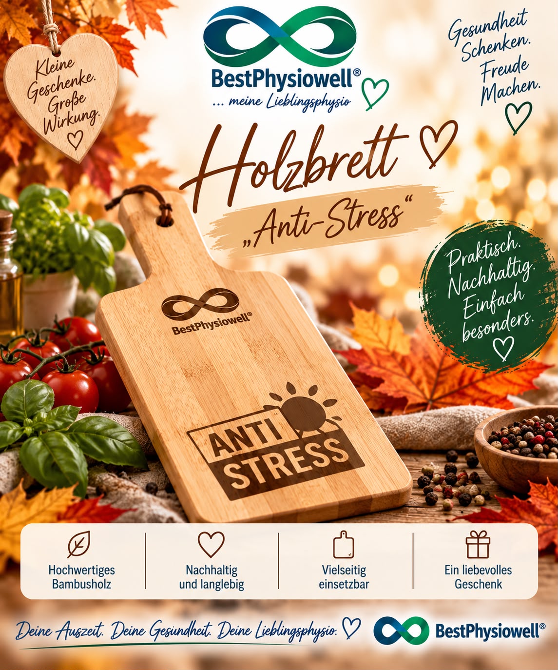 BestPhysiowell® Holzbrett „Anti-Stress“