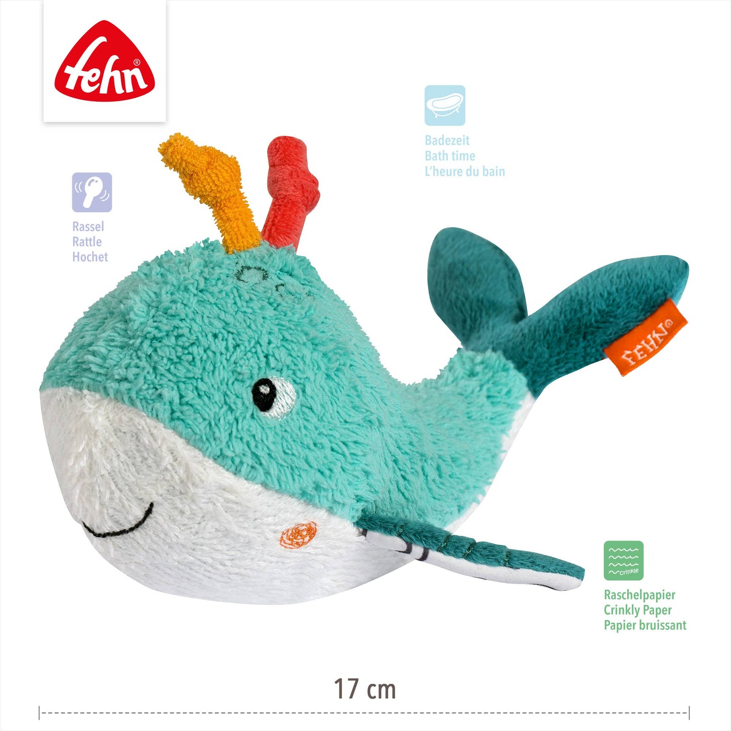 Badetier Wal - Schwimmendes Stoff-Badewannenspielzeug