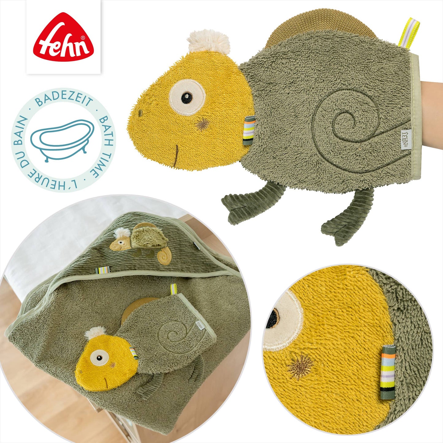 Waschhandschuh Chamäleon - Waschlappen mit Tiermotiv