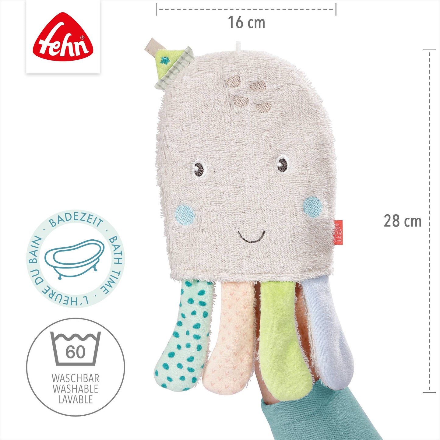 Waschhandschuh Oktopus - Waschlappen mit Tiermotiv