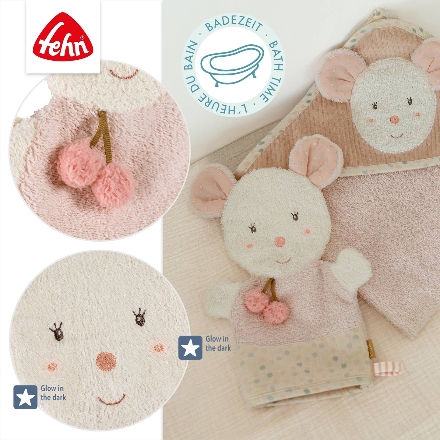 Waschhandschuh Maus - Waschlappen mit Tiermotiv