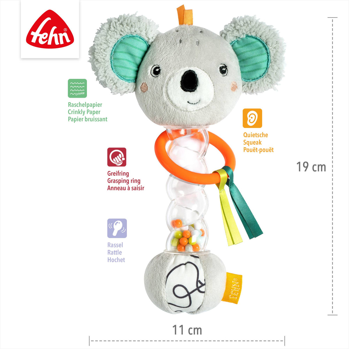 Regenmacher Koala - Motorik-Spielzeug / Rasselstab