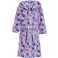 Fleece-Bademantel für Kinder in rosa mit blauen Blumen